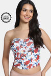 Zivame Non-Padded Short Slip Corset - Red Print — thumbnail 1